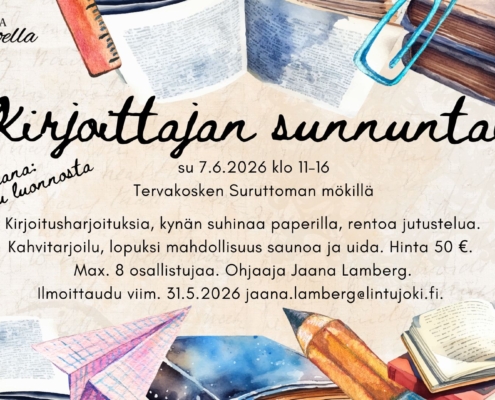 Kirjoittajan sunnuntai 7.6.2026 -kurssimainos